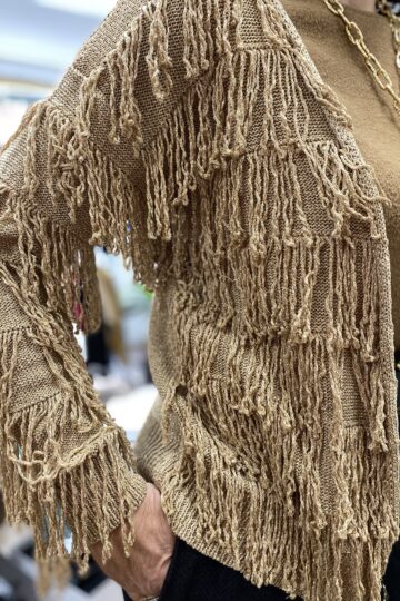 Cardigan in lurex e frange Le Streghe